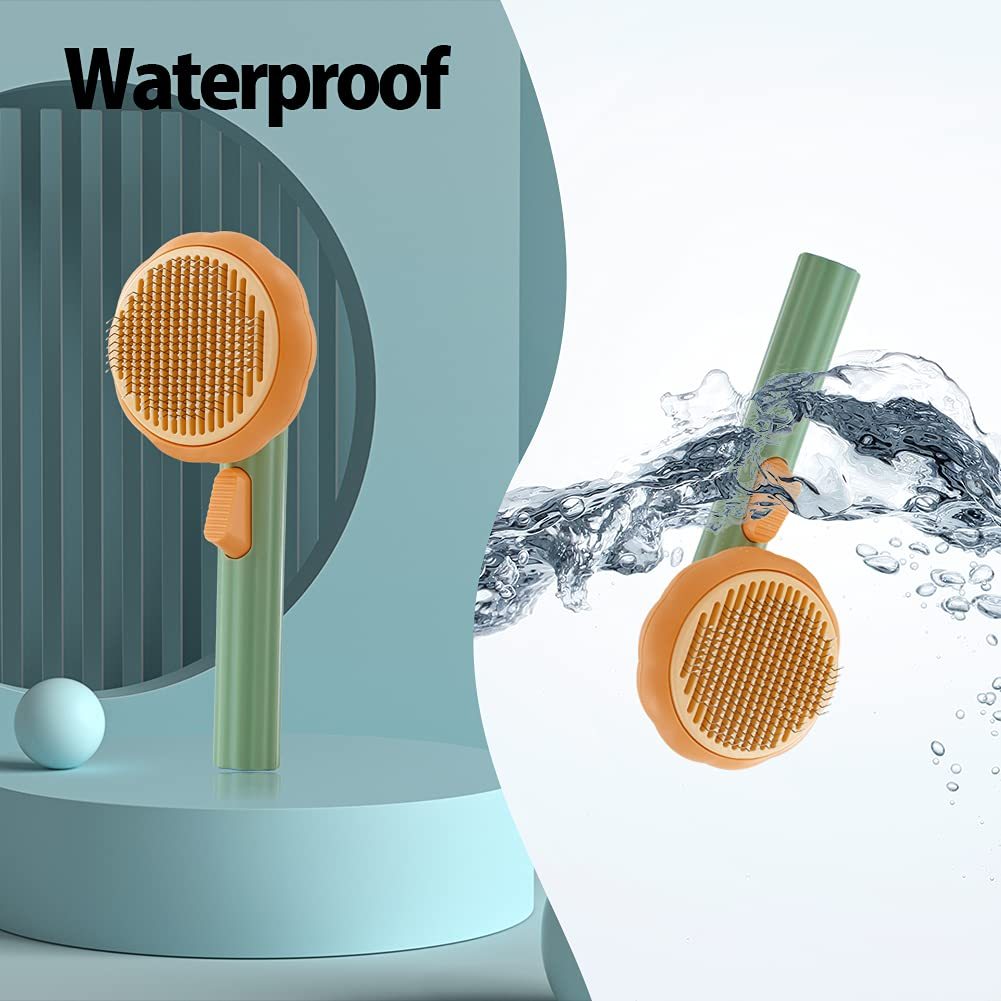 The Pumpkin Pet Grooming Brush with Pop-out Self Cleaning Technology