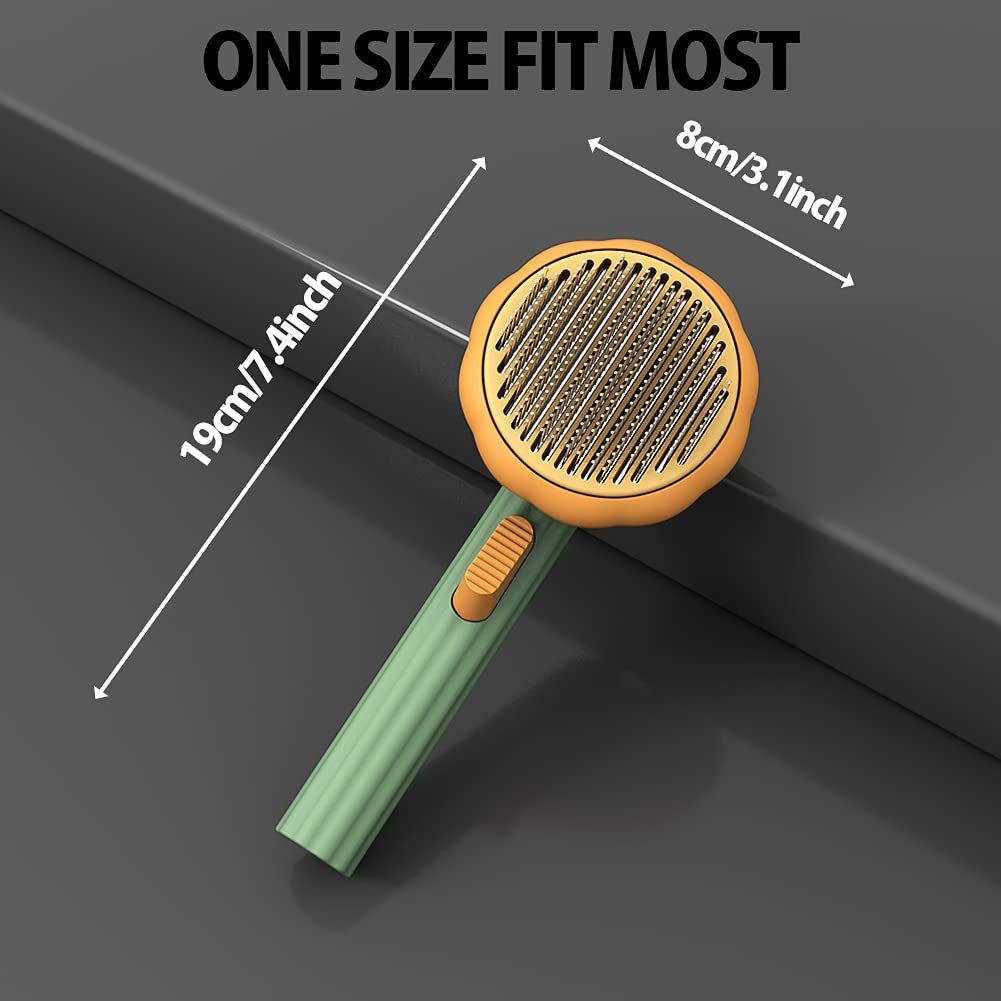 The Pumpkin Pet Grooming Brush with Pop-out Self Cleaning Technology