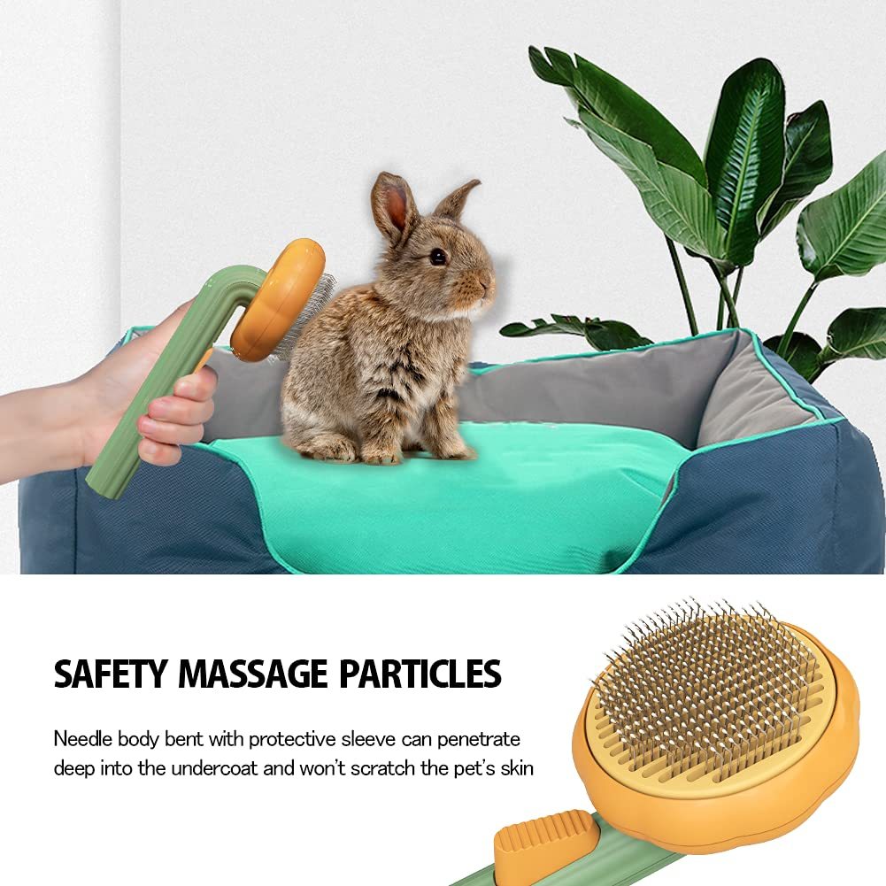 The Pumpkin Pet Grooming Brush with Pop-out Self Cleaning Technology