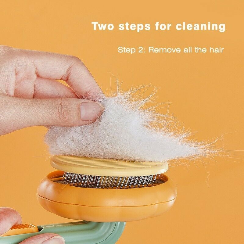 The Pumpkin Pet Grooming Brush with Pop-out Self Cleaning Technology